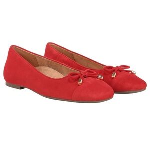 Vionic Women's 7 Red Suede Klara Bow Ballet Flat
